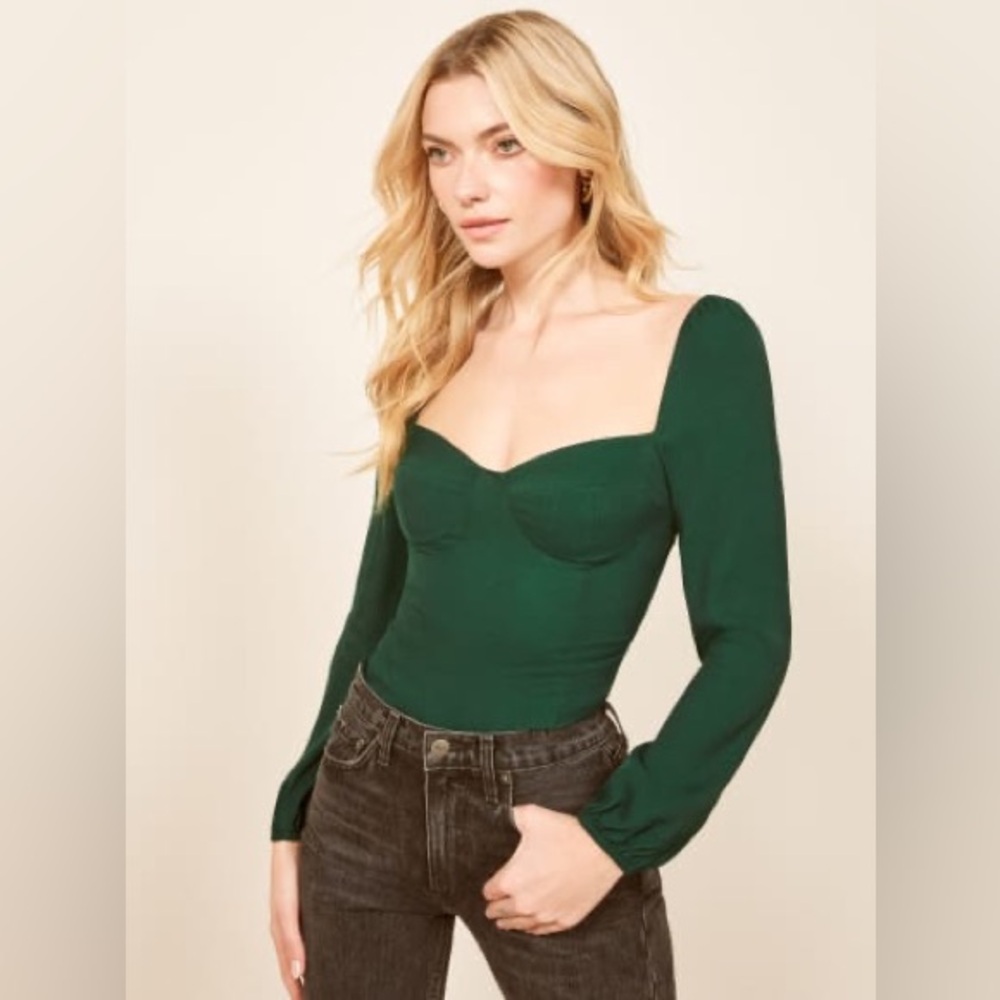 Reformation Reign Top in Emerald